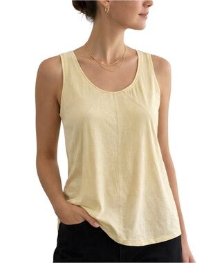 Jillian Jones Pima Cotton Butter Yellow Sleeveless Soft Knit Tank Top Large